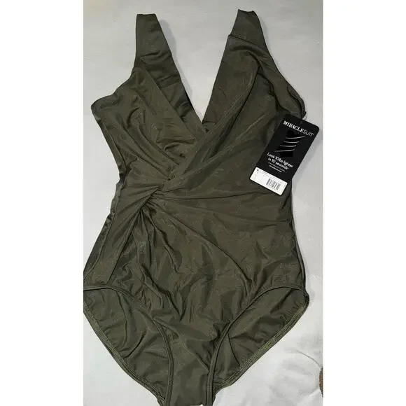MiracleSuit Esmerelda Olivetta Green One Piece size 16 New with tags - Picture 4 of 8